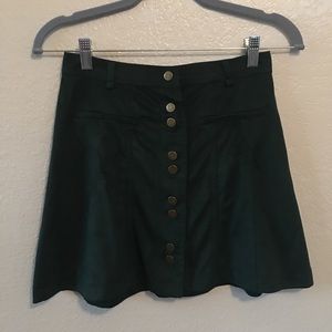 Zara Green velvet mini skirt sz XS
